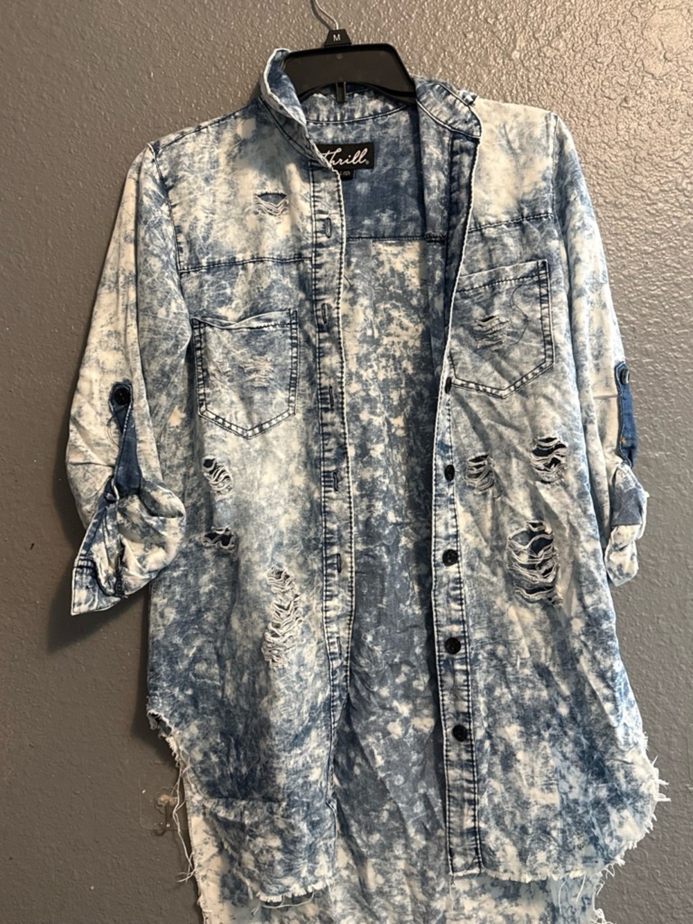 Thrill Blue Acid Wash Denim Shacket